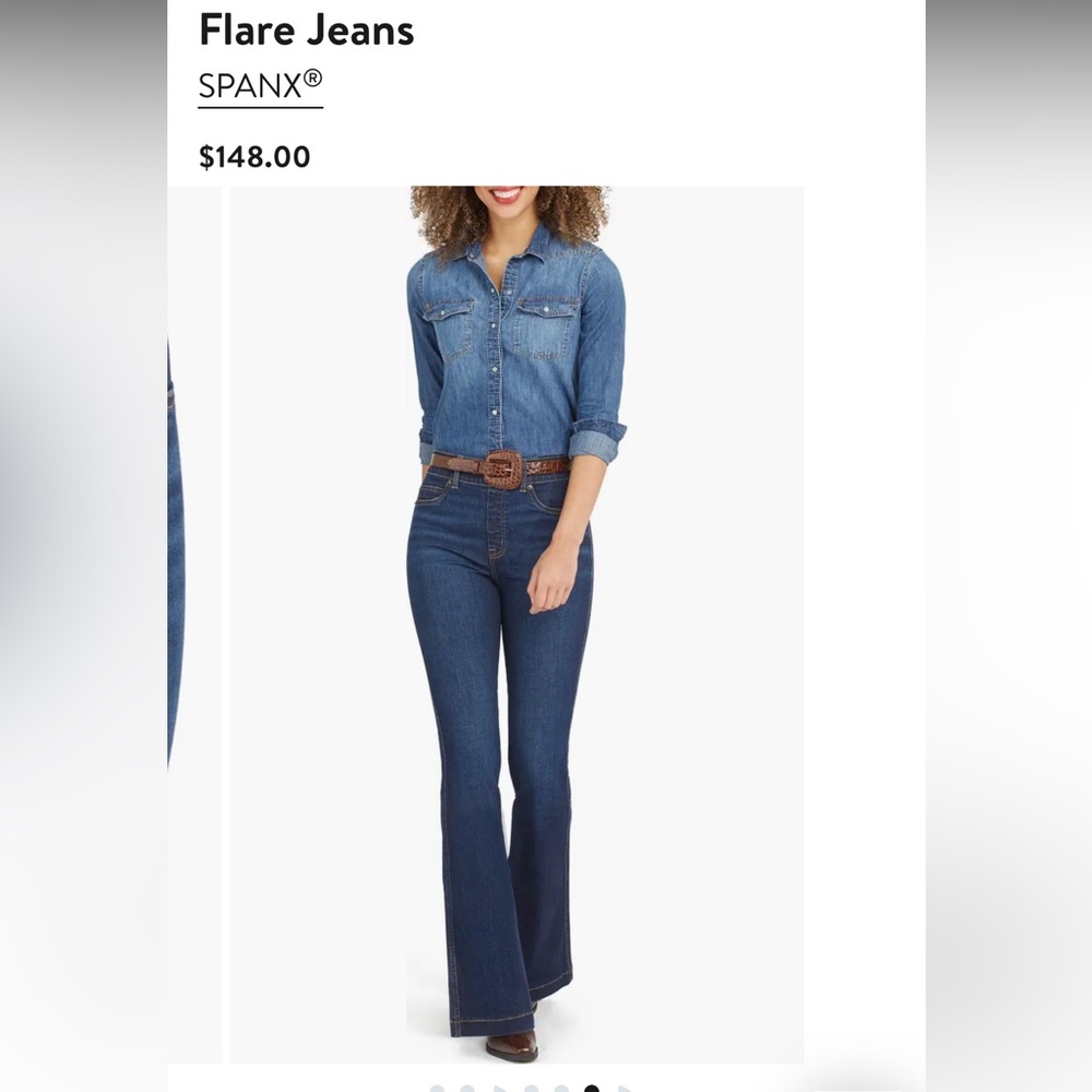 SPANX Blue Flare Wide Leg Jeans High-Rise- worn 1x- retail 148